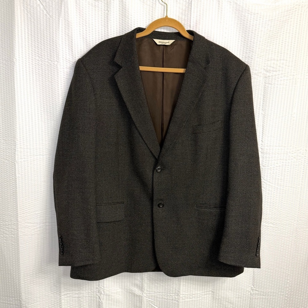 PRONTO UOMO 46 R Dark Brown Tweed 100% Wool Men's Sport Coat Blazer Jacket